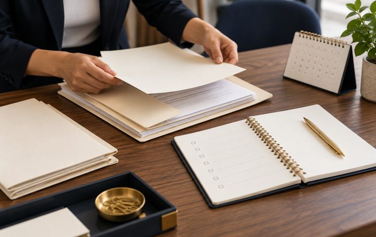 Persiapan berkas, daftar kebutuhan, dan jadwal sebelum mengunjungi kantor notaris.